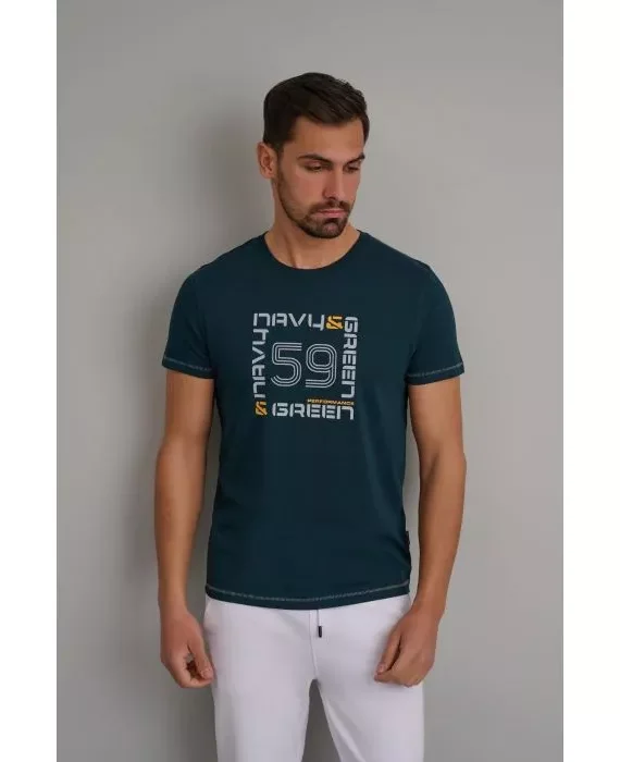 Navy & Green Dark Green T-Shirt Neckline