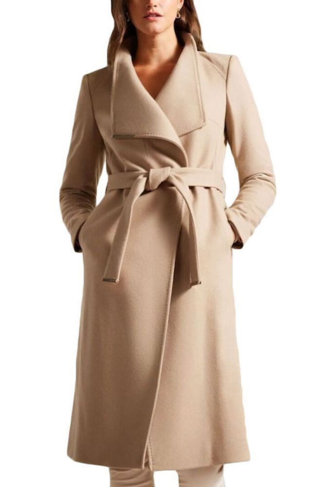 Ted Baker Women's Wool Midi Coat with Belt Camel – Εργαστήρι