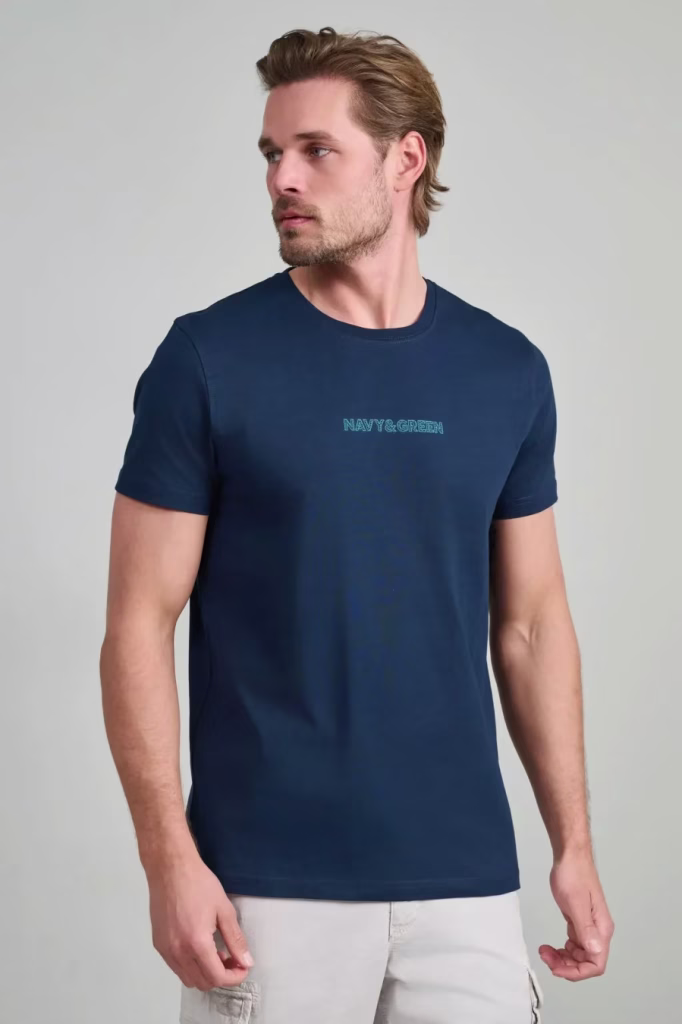 Navy & Green Μπλέ Σκούρο T-Shirt