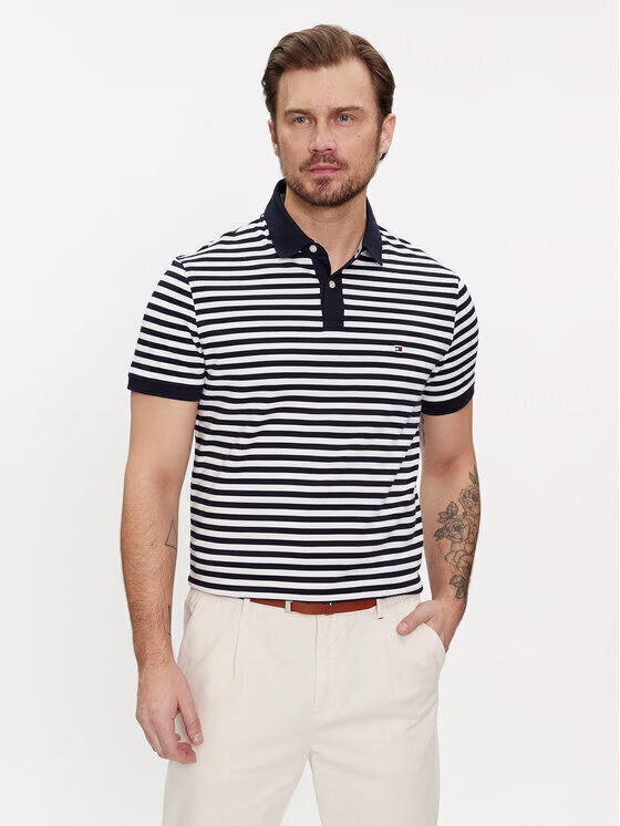 Tommy Hilfiger Polo T-Shirt Σκούρο Μπλέ Ριγέ