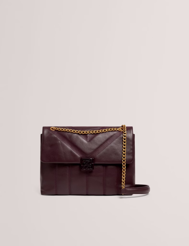 Ted Baker Μπορντό Δερμάτινη Τσάντα με αλυσίδα