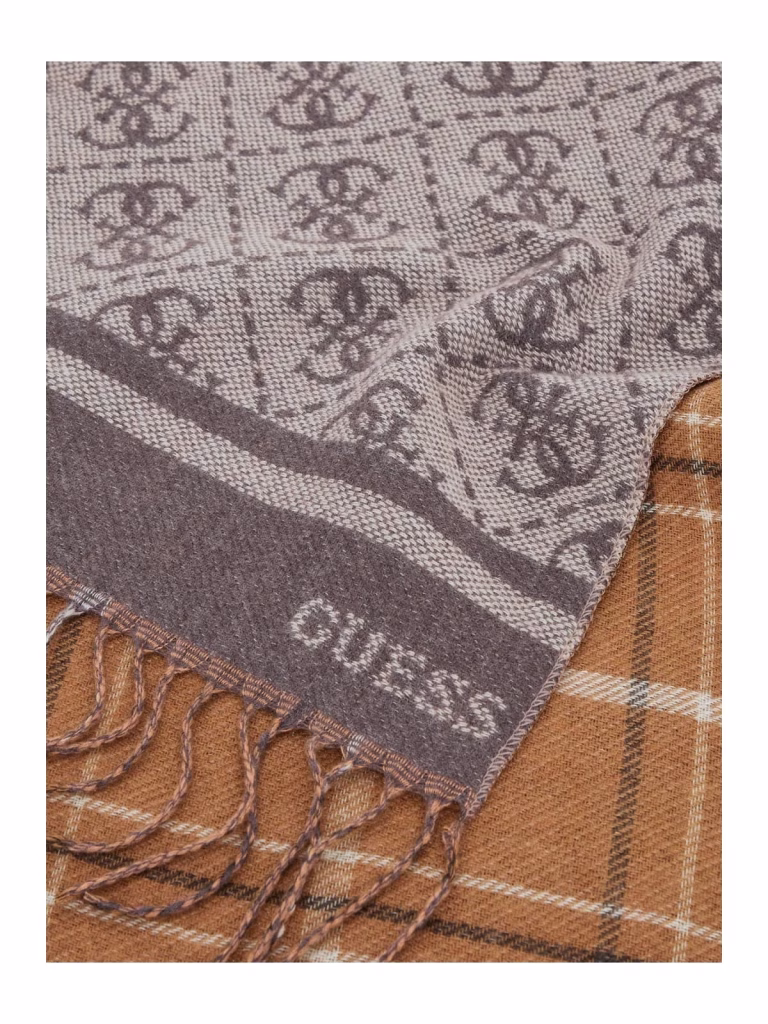 Guess Καφέ Κασκόλ Με Ανάγλυφα Σχέδια