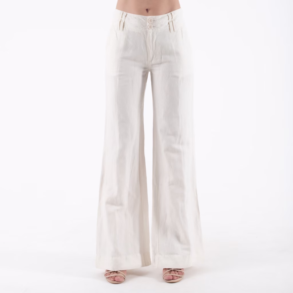 Fairly Off White Παντελόνι Σε Φαρδιά Γραμμή