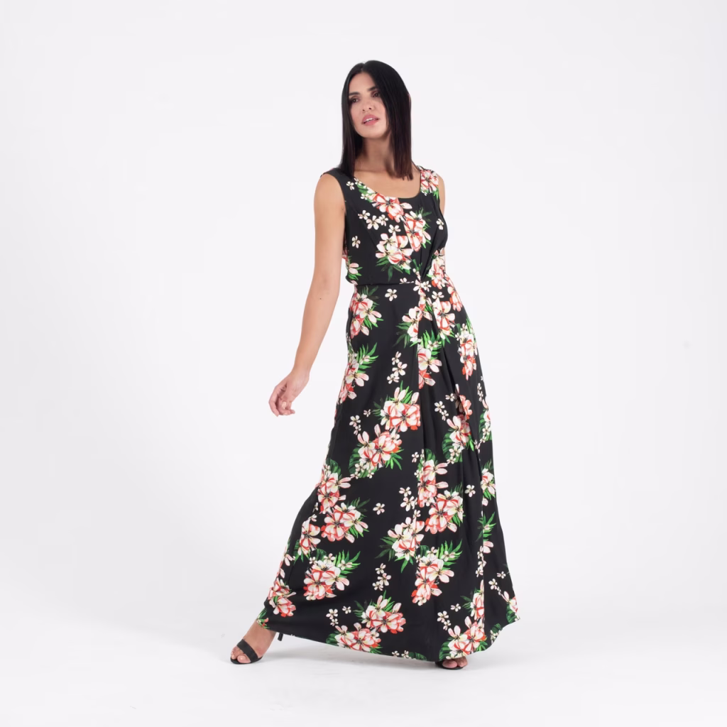 Forel Μαύρο Μακρύ Φόρεμα Floral