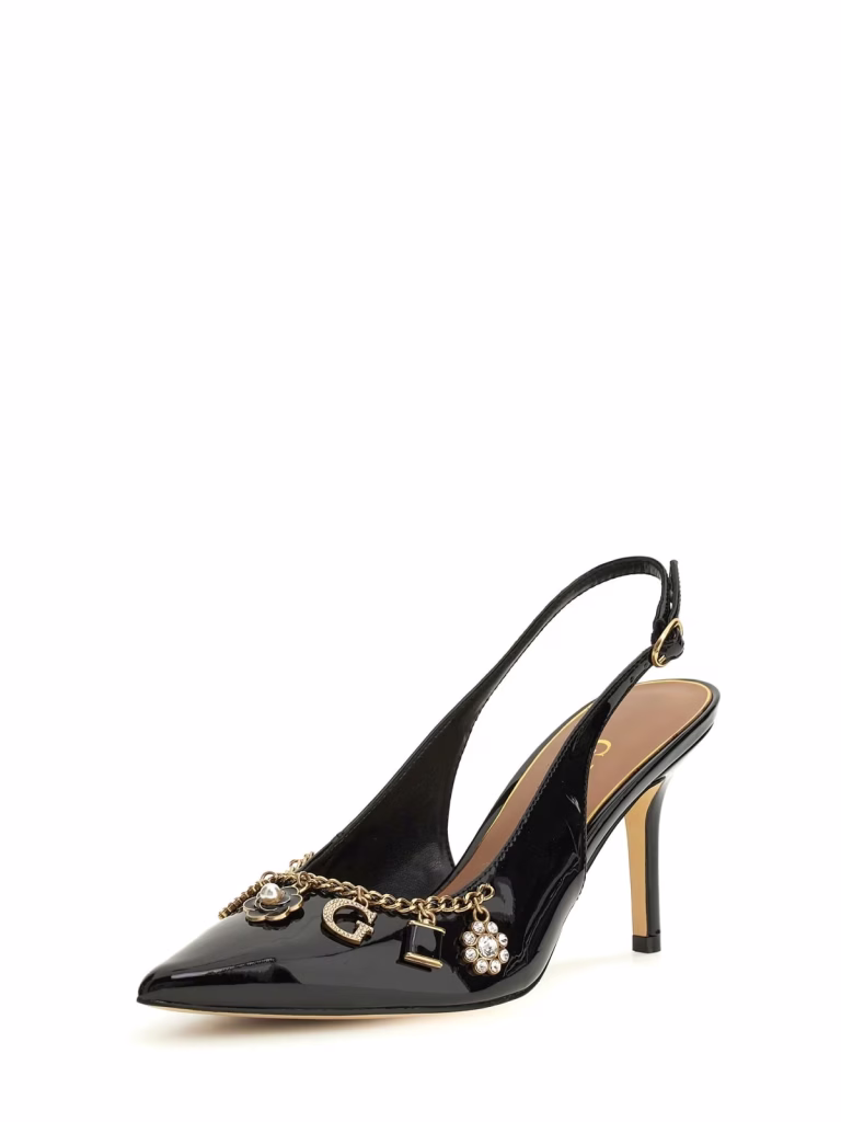 Guess Λουστρίνι Μαύρη Γόβα Slingback