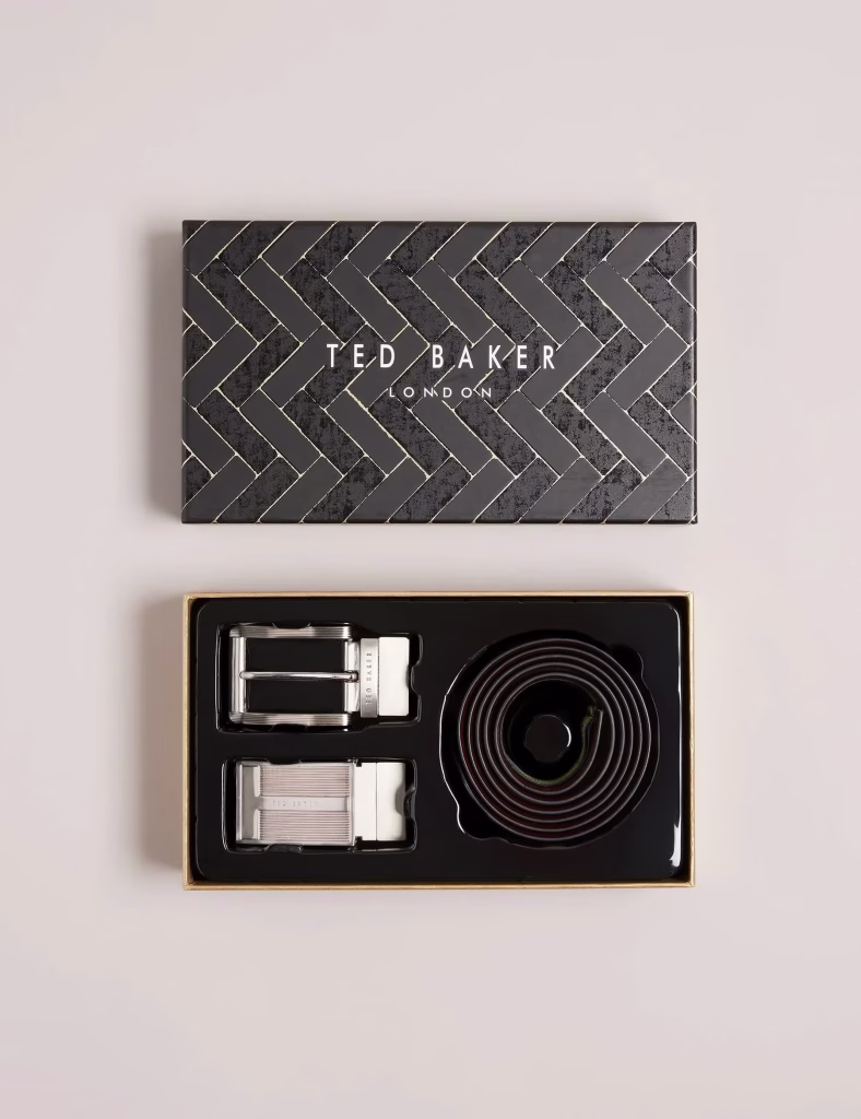 TED BAKER Σετ Δώρου Μαύρη Δερμάτινη Ζώνη με δύο Αγκράφες