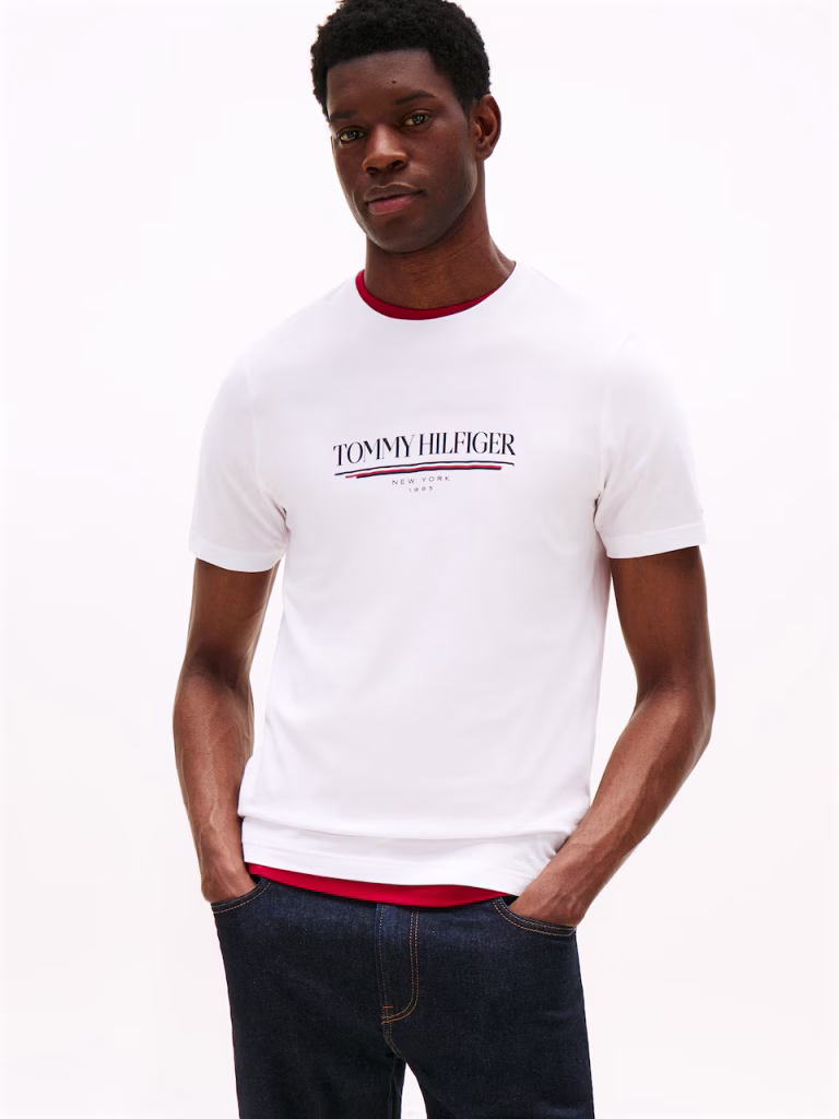 Tommy Hilfiger Ανδρική Λευκή Μπλούζα με λαιμόκοψη