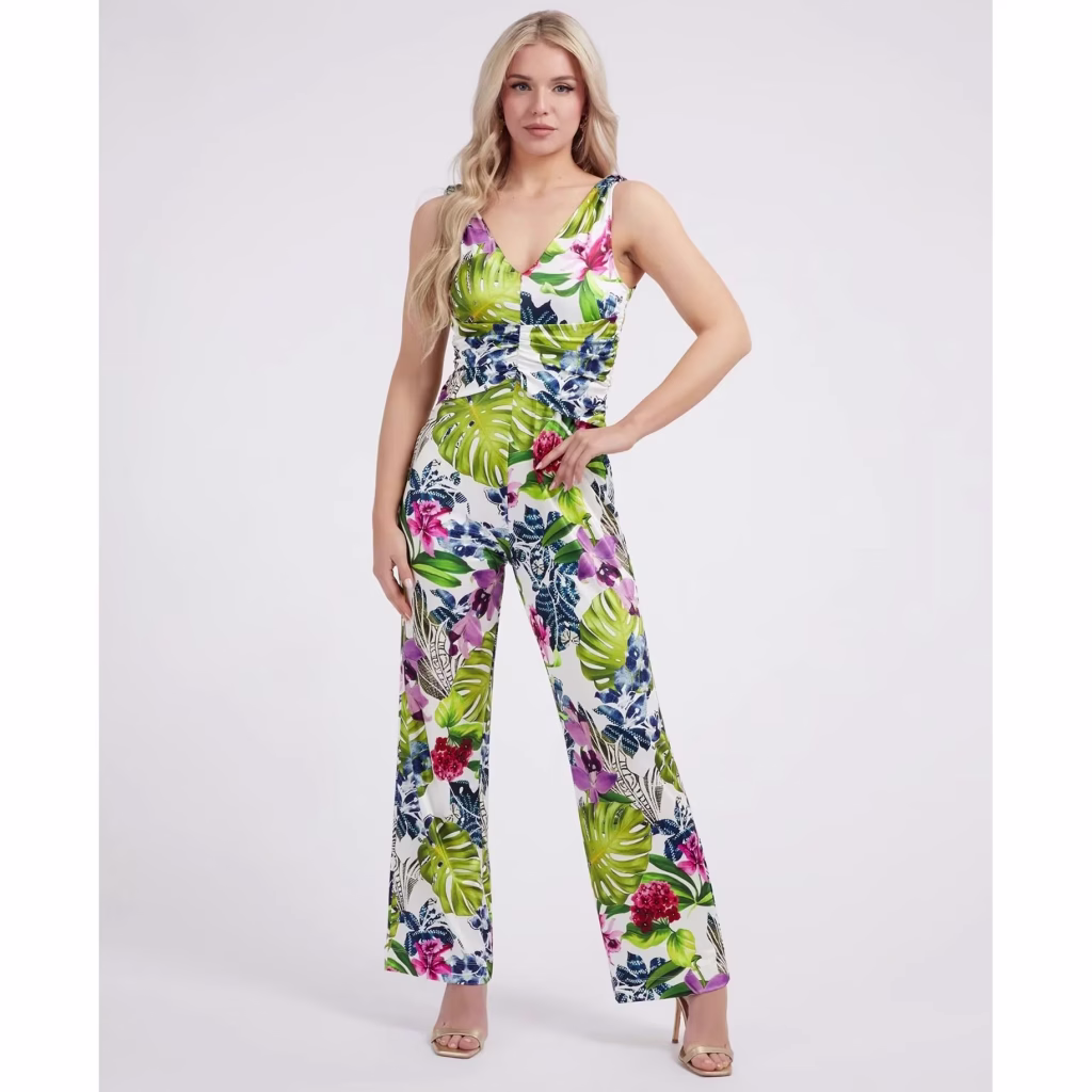 Guess Φόρμα Ολόσωμη Πράσινη Floral σε Στενή Γραμμή