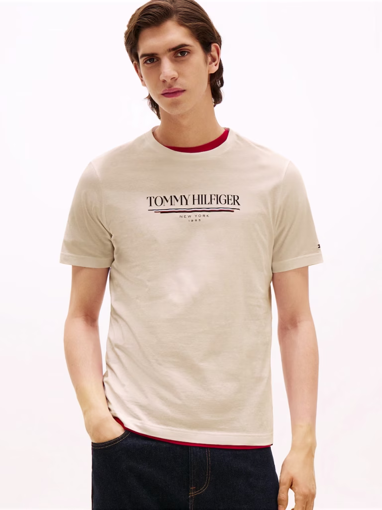 Tommy Hilfiger Ανδρική Μπεζ Μπλούζα με λαιμόκοψη