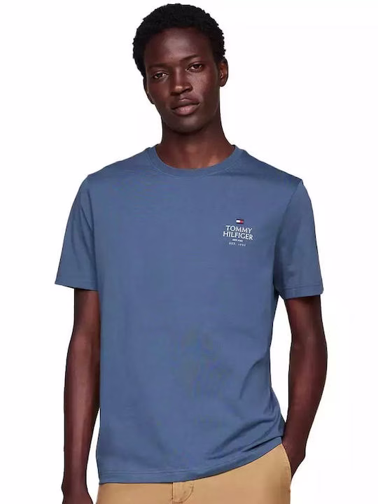 Tommy Hilfiger Ανδρικό Μπλέ Ανοιχτό T- Shirt Με Λαιμόκοψη