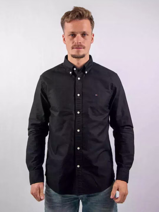 Tommy Hilfiger Μαύρο Πουκάμισο Σε Regular Fit Γραμμή