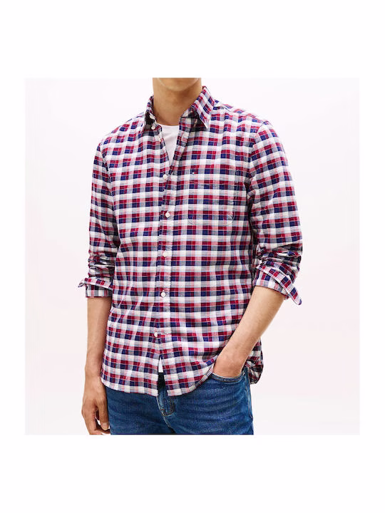 Tommy Hilfiger Σκούρο Μπλέ Πουκάμισο Με Κόκκινες Και Λευκές Λεπτομέρειες