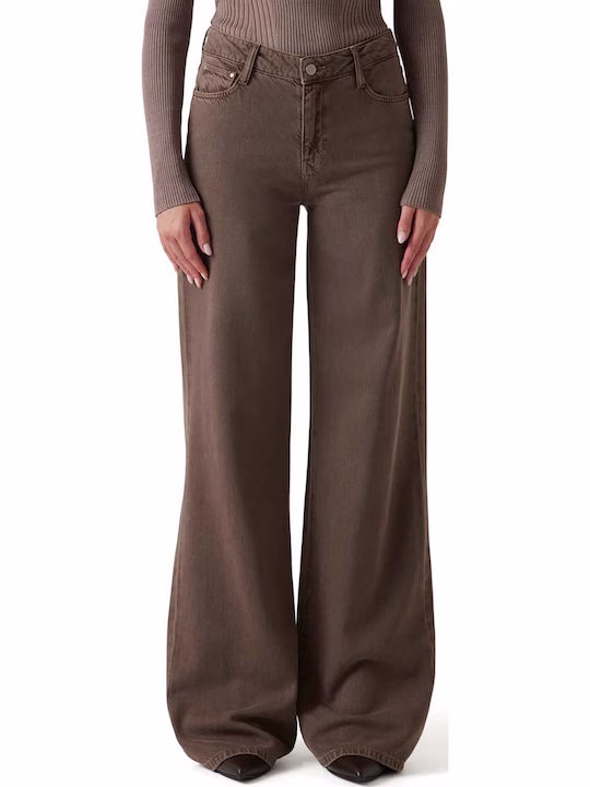 Guess Sexy Palazzo Γυναικείο Καφέ Παντελόνι - Image 4