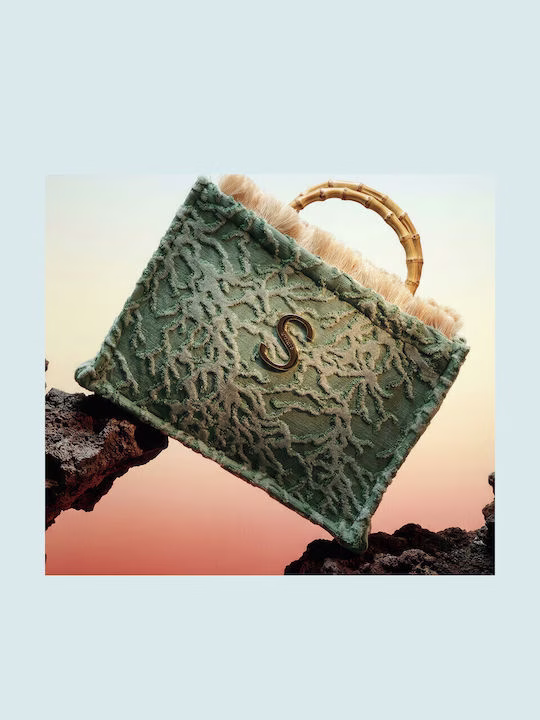 Sorena Χειροποίητη ESMERALDA Πράσινη Tote Bag με ξύλινο χερούλι - Image 4
