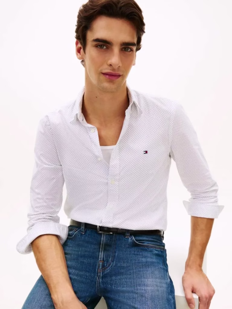 Tommy Hilfiger Ανδρικό Λευκό με σχέδια Πουκάμισο Slim Fit