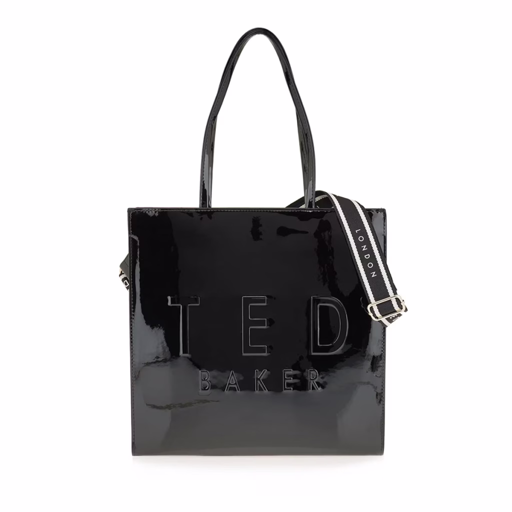 Ted Baker Γυναικεία Μαύρη Λουστρίνι Τσάντα Shoppers με ιμάντα