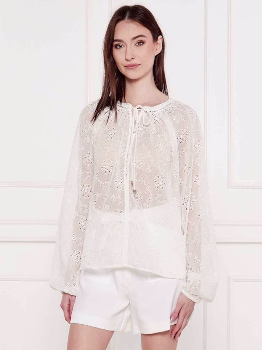 Guess Μακρυμάνικο Γυναικείο Πουκάμισο Pure White, Λευκο