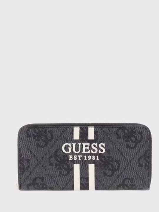 Guess Laurel Μεγάλο Γυναικείο Πορτοφόλι Γκρι με Μαύρες Λεπτομέρειες
