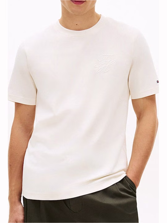Tommy Hilfiger Ανδρικό T-shirt σε Χρώμα Κρεμ