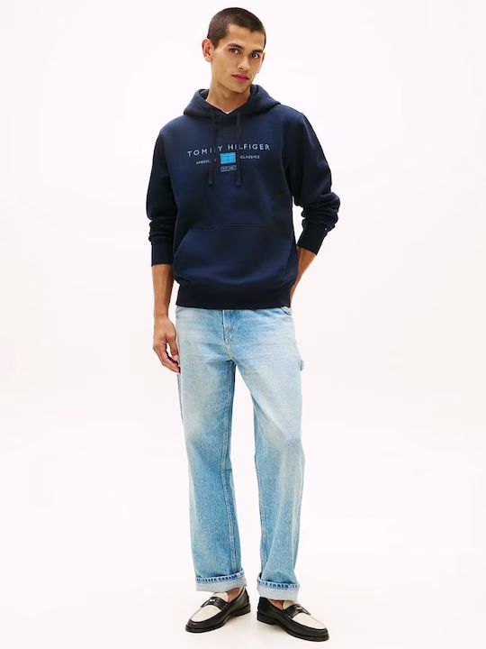 Tommy Hilfiger Ανδρικό Φούτερ με Κουκούλα Σκούρο Μπλ - Image 3