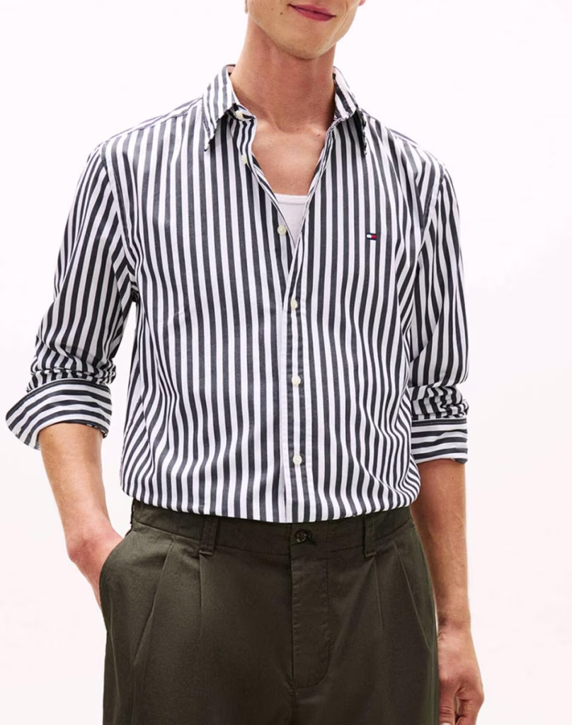 Tommy Hilfiger Ανδρικό Ριγέ Βαμβακερό Πουκάμισο σε Κανονική Γραμμή