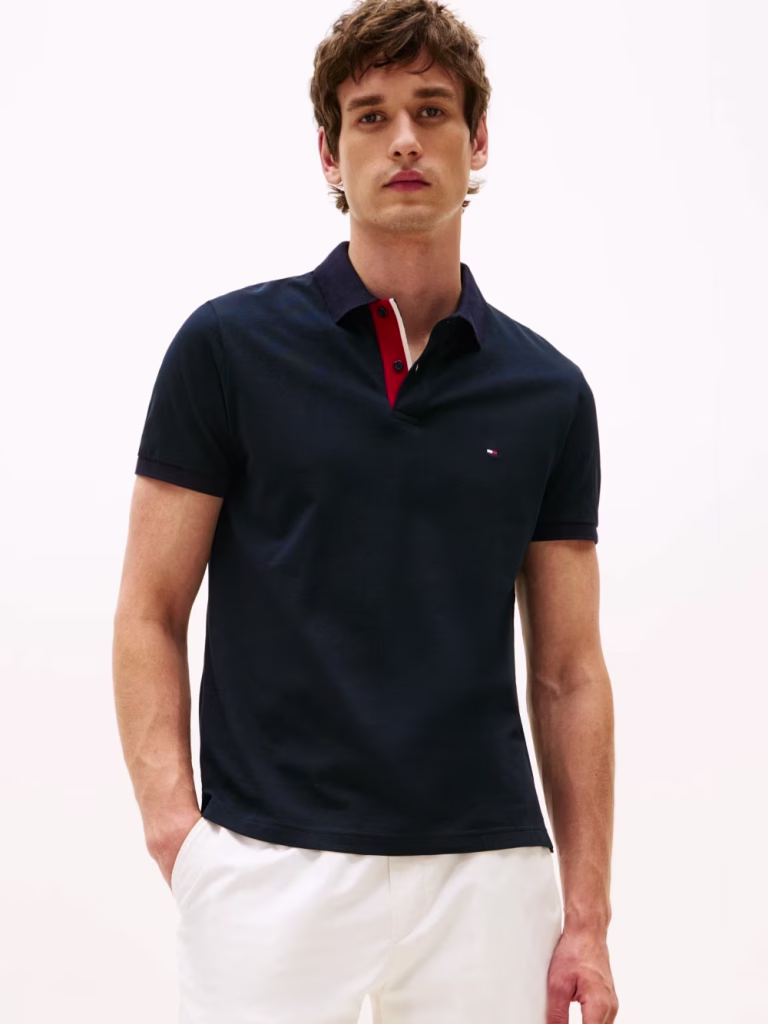 Tommy Hilfiger1985 REGULAR POLO Μπλούζα Μπλε Σκούρο με εσωτερικό κόκκινο χρώμα στο γιακά