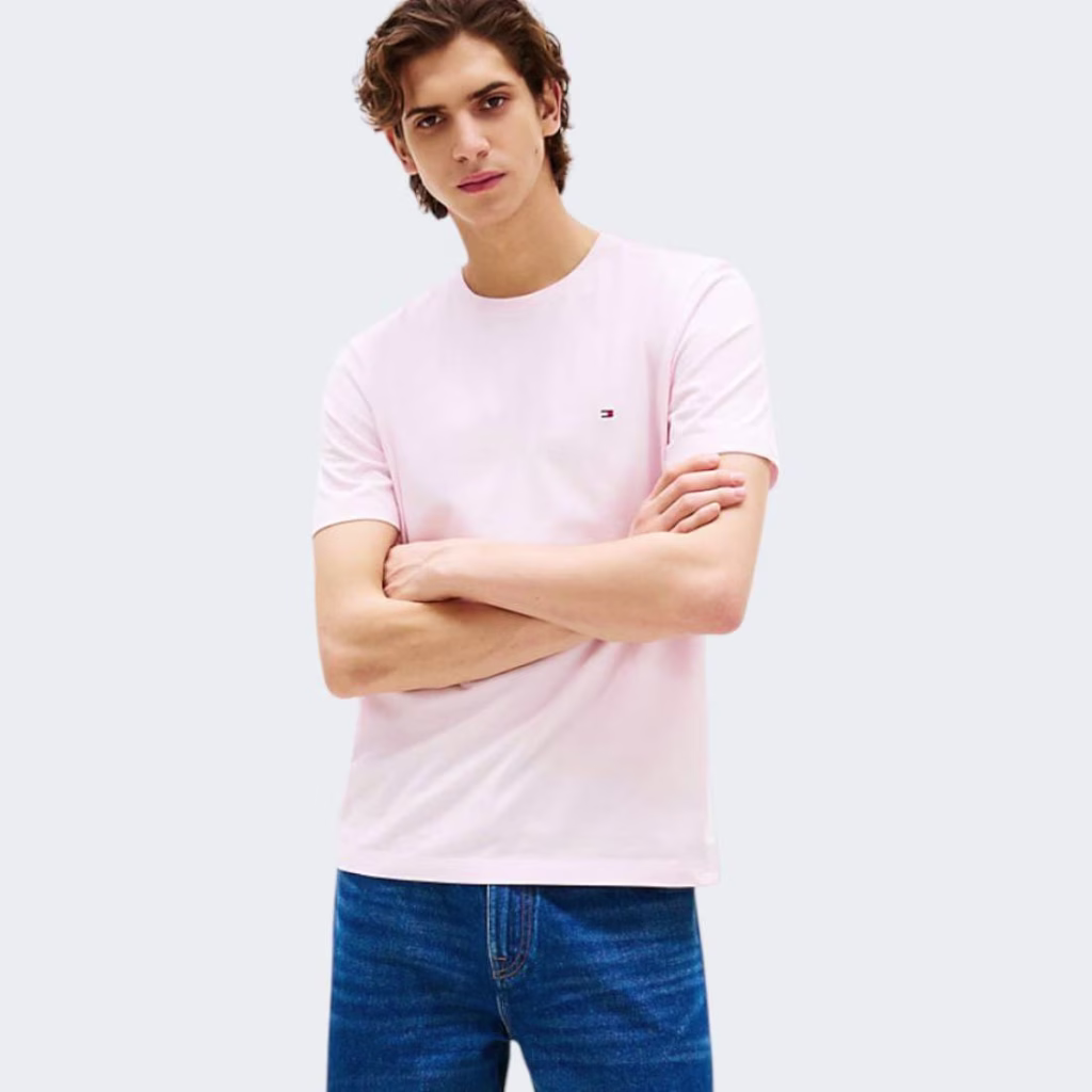 Tommy Hilfiger Ανδρικό Ροζ Ανοιχτό  T-shirt με λαιμόκοψη