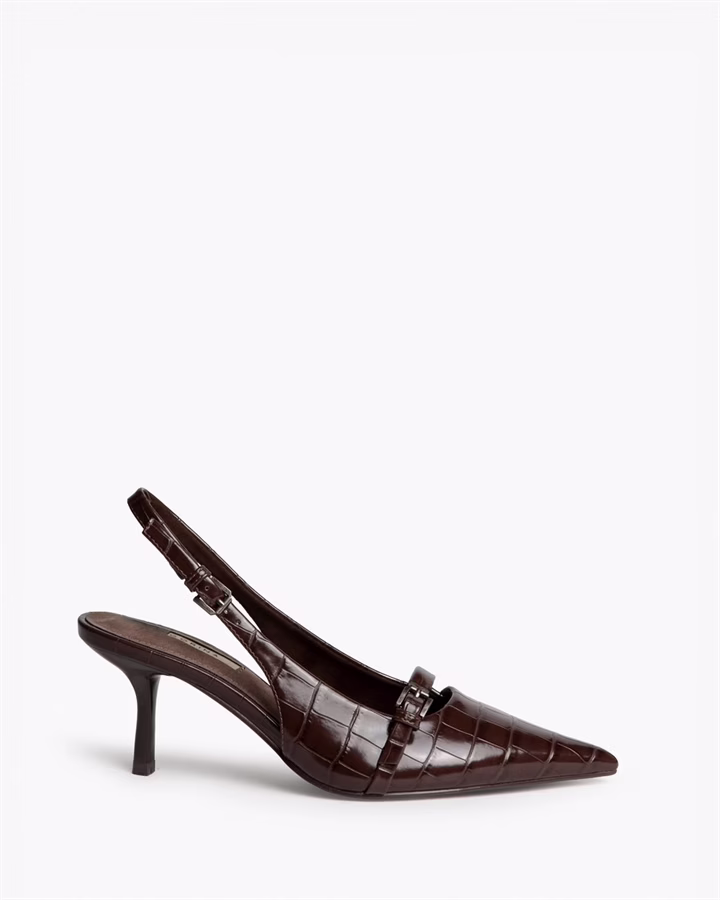 Corina Καφέ Γόβες Slingback με ανάγλυφη επιφάνεια