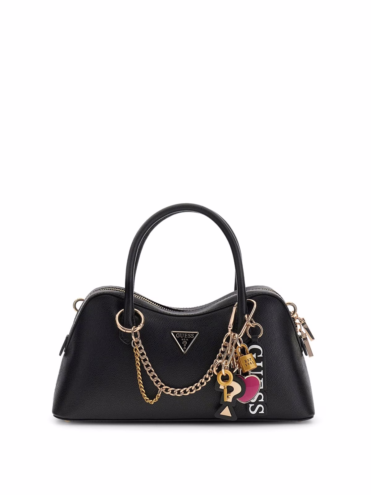Guess Γυναικεία Μαύρη Τσάντα Χειρός με charms